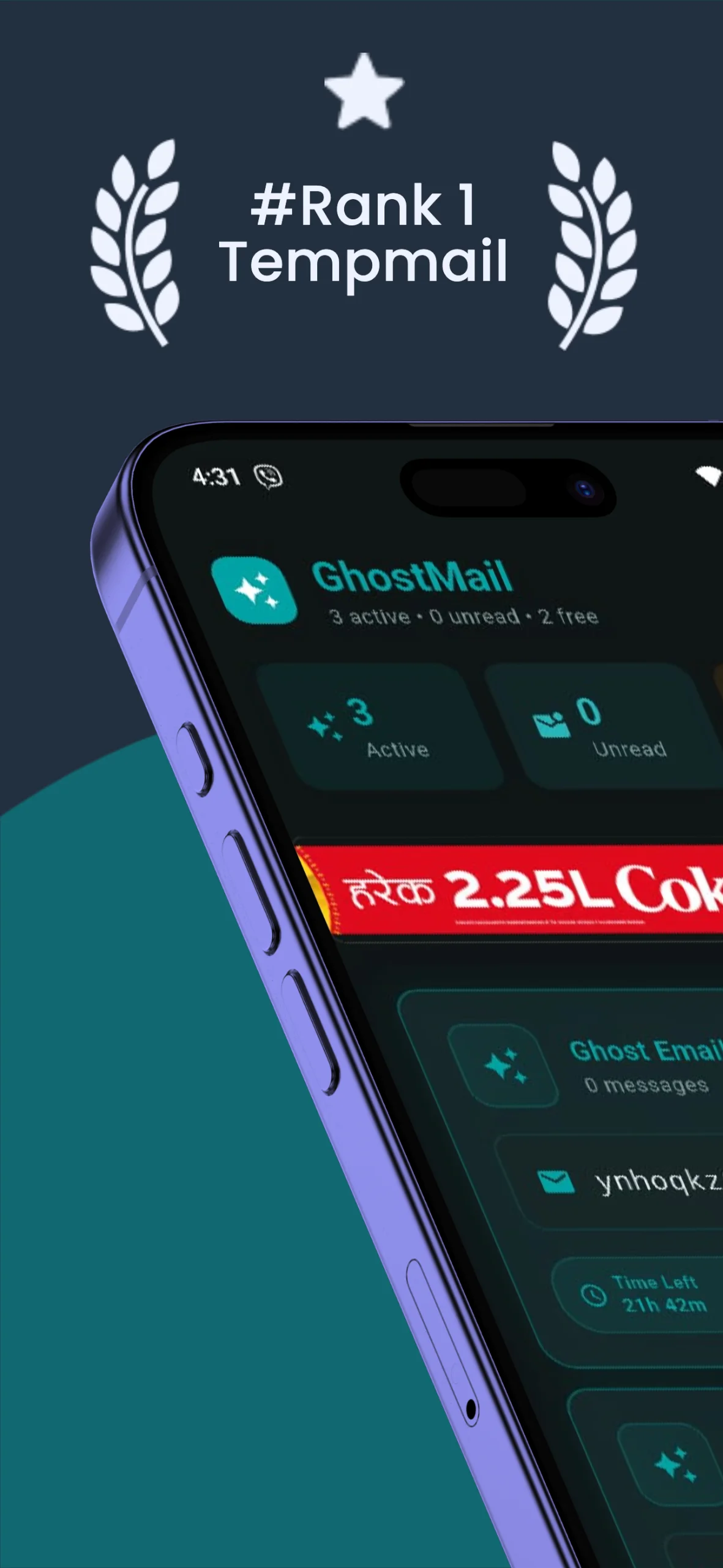 Temp Mail by Ghostmail.one Capture d'écran 1