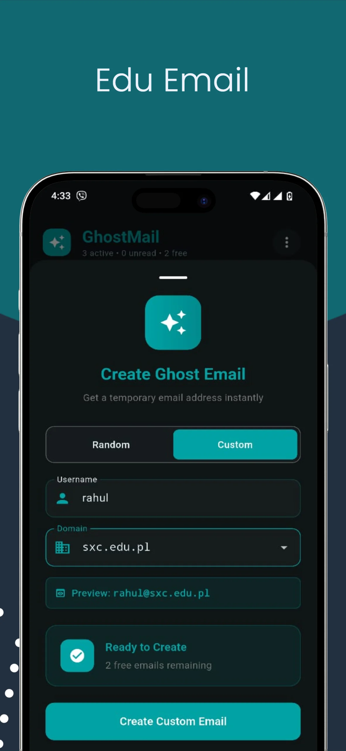 Temp Mail by Ghostmail.one Capture d'écran 3