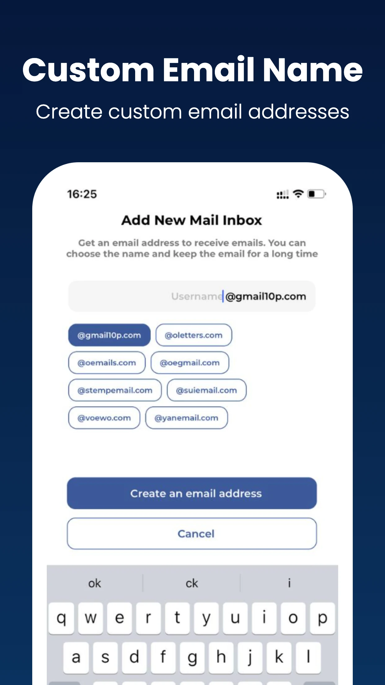 Aperçu 1 de l'application Virtual Mail - temp multi mail