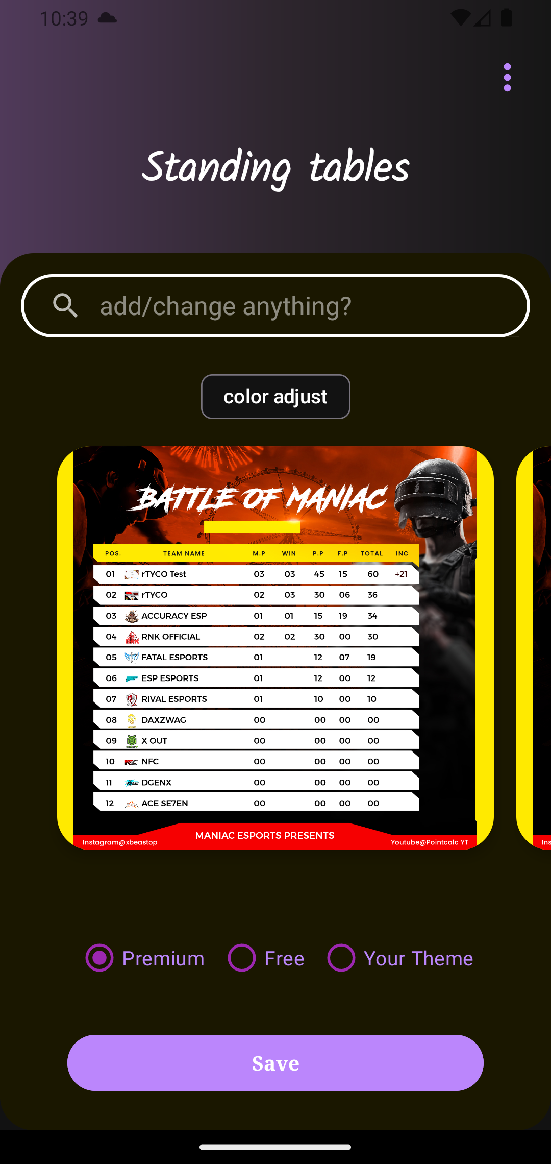 Pointcalc - Point table creator preview 2